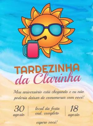 Convite Aniversário Tardezinha Sol de Verão para Editar Online