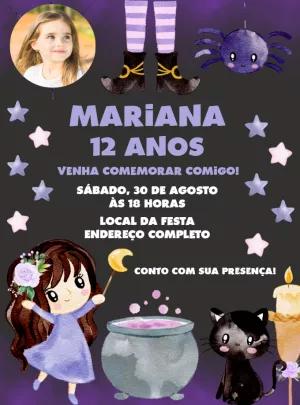 Convite Aniversário Halloween com Foto para Editar Online