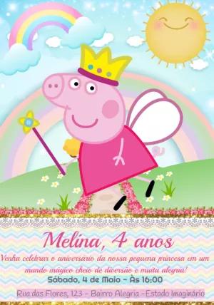 Convite Aniversário Peppa Pig Fada para Editar Online