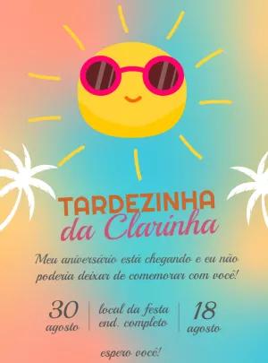 Convite Aniversário Tardezinha com Sol para Editar Online