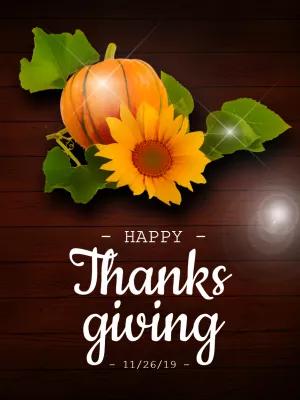 Thanksgiving Post with Pumpkin & Sunflower to Edit Online