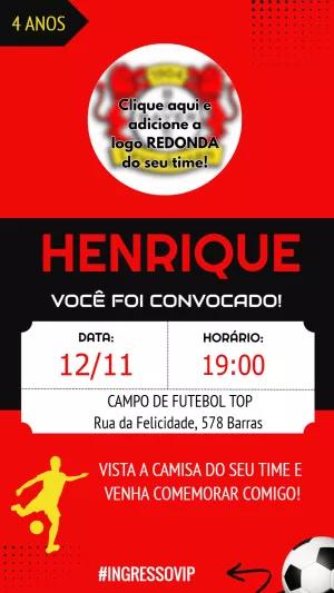 Convite de Aniversário Futebol com Logo do Time para Editar
