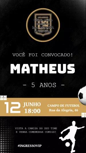 Convite de Aniversário Futebol Editável Online para Imprimir