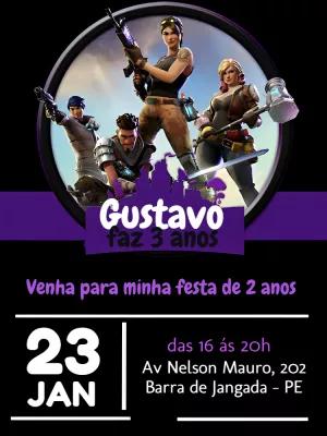 Convite de Aniversário Fortnite com Personagens para Editar