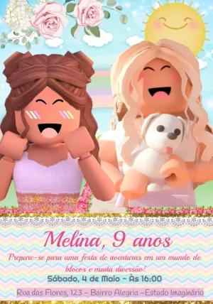 Convite de Aniversário Roblox Meninas para Editar Online