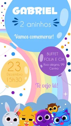Convite de Aniversário Bolofofos com Personagens para Editar