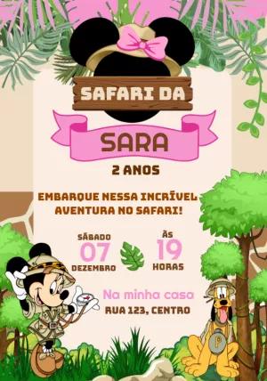 Convite de Aniversário Minnie Safari para Editar Online