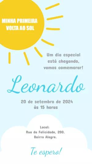 Convite de Aniversário 1 Ano Volta ao Sol para Editar Online
