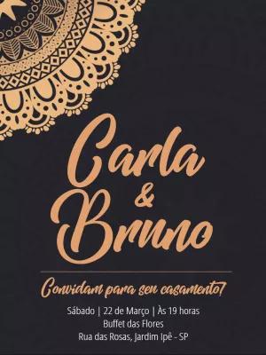 Convite de Casamento com Mandala Dourada para Editar Online