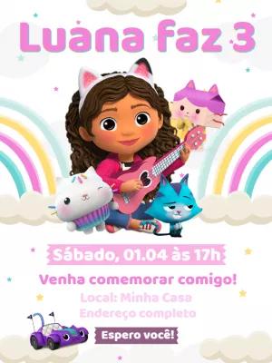 Convite Aniversário A Casa Mágica da Gabby para Editar Online