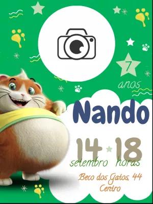 Convite Aniversário 44 Gatos com Foto para Editar Online