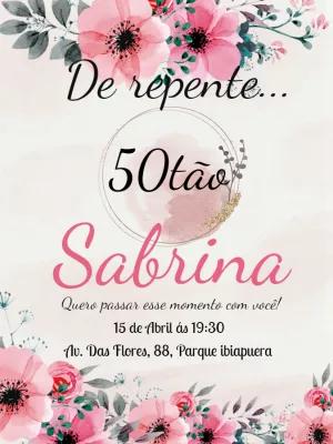 Convite de Aniversário Floral Aquarela para Editar Online