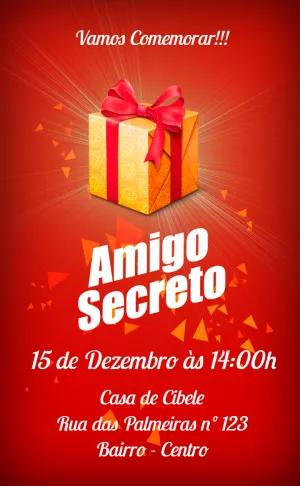 Convite Amigo Secreto com Presente para Editar Online