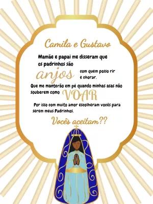 Convite Padrinhos Nossa Senhora Aparecida para Editar Online