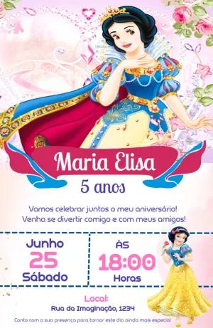 Convite de Aniversário Branca de Neve para Editar Online