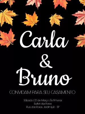 Convite de Casamento Outono com Folhas para Editar Online