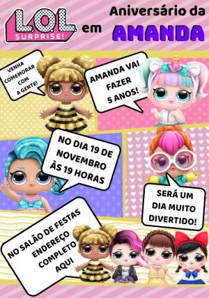 Convite de Aniversário LOL Surprise para Editar Online