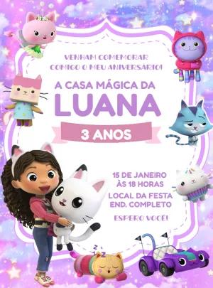 Convite Aniversário A Casa Mágica da Gabby para Editar Online