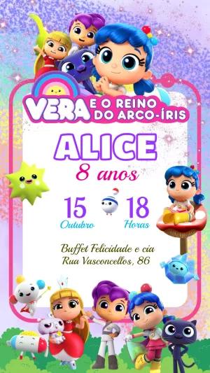 Convite Aniversário Vera e o Reino do Arco-Íris para Editar