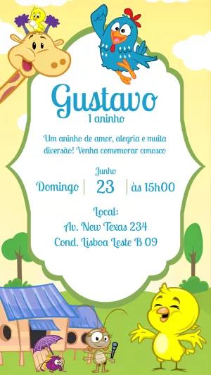 Convite de Aniversário Galinha Pintadinha para Editar Online