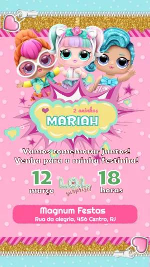 Convite Aniversário LOL Surprise com Bonecas para Editar Online
