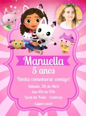 Convite Aniversário A Casa Mágica da Gabby com Foto para Editar