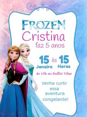 Convite de Aniversário Frozen com Anna e Elsa para Editar