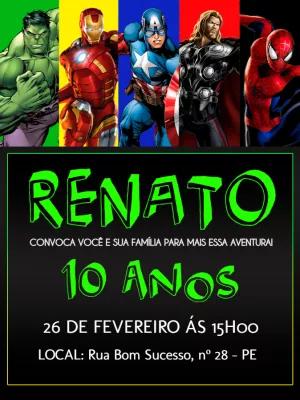 Convite Aniversário Vingadores com Heróis para Editar Online