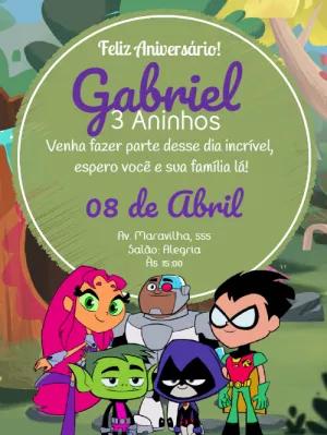 Convite de Aniversário Jovens Titãs para Editar Online