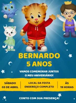 Convite de Aniversário Daniel o Tigre para Editar Online