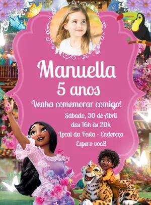 Convite Aniversário Encanto com Foto para Editar Online