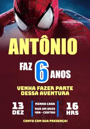 Convite de Aniversário Homem-Aranha para Editar Online