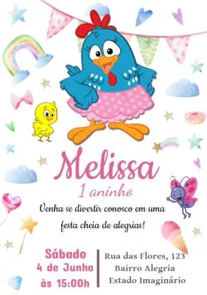 Convite Aniversário Galinha Pintadinha Rosa para Editar Online