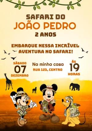 Convite Aniversário Mickey Safari para Editar Online