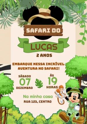 Convite de Aniversário Mickey Safari para Editar Online
