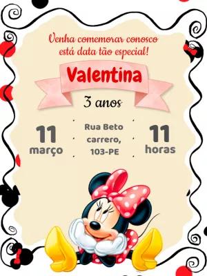 Convite Aniversário Minnie Mouse Vermelha para Editar Online