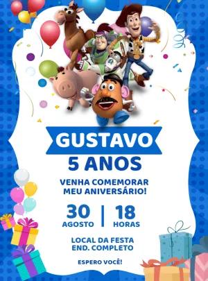 Convite de Aniversário Toy Story com Personagens para Editar Online