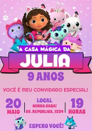 Convite Aniversário Casa Mágica da Gabby para Editar Online