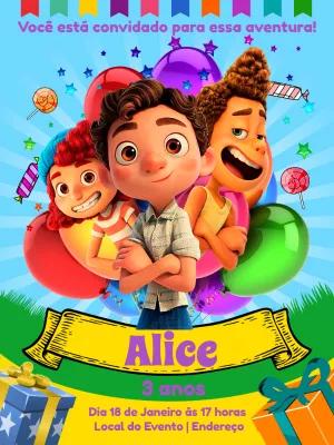 Convite de Aniversário Luca Disney para Editar Online