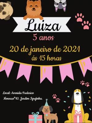 Convite de Aniversário Cachorrinhos Fofos para Editar Online