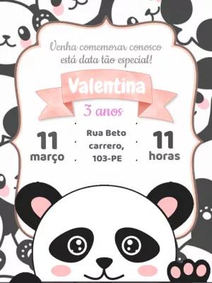 Convite de Aniversário Panda Fofo para Editar Online