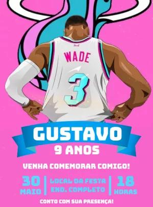 Convite Aniversário Basquete Miami Wade para Editar Online