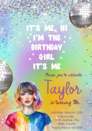 Pop Star Birthday Invitation with Glitter to Edit Online