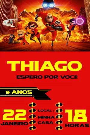 Convite de Aniversário Os Incríveis para Editar e Imprimir