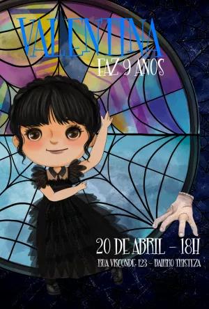 Convite de Aniversário Wandinha Addams para Editar Online