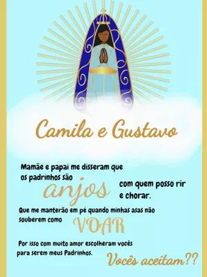 Convite Padrinhos Nossa Senhora Aparecida para Editar Online