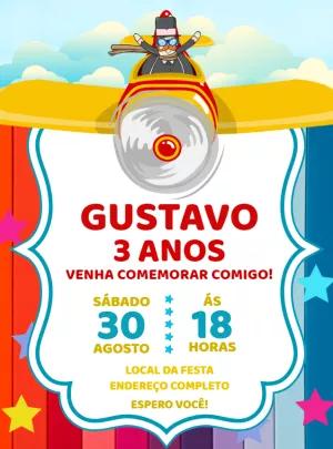 Convite Aniversário Avião Mundo Bita para Editar Online