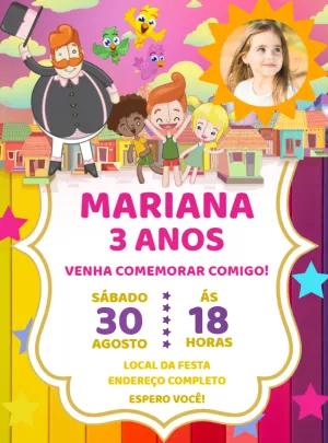Convite Aniversário Mundo Bita com Foto para Editar Online