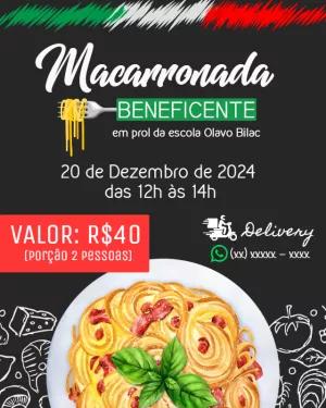 Convite de Macarronada Beneficente Editável para Imprimir