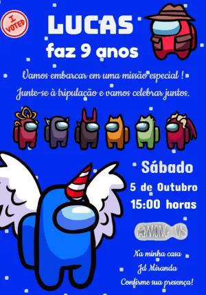 Convite de Aniversário Among Us Missão Especial para Editar